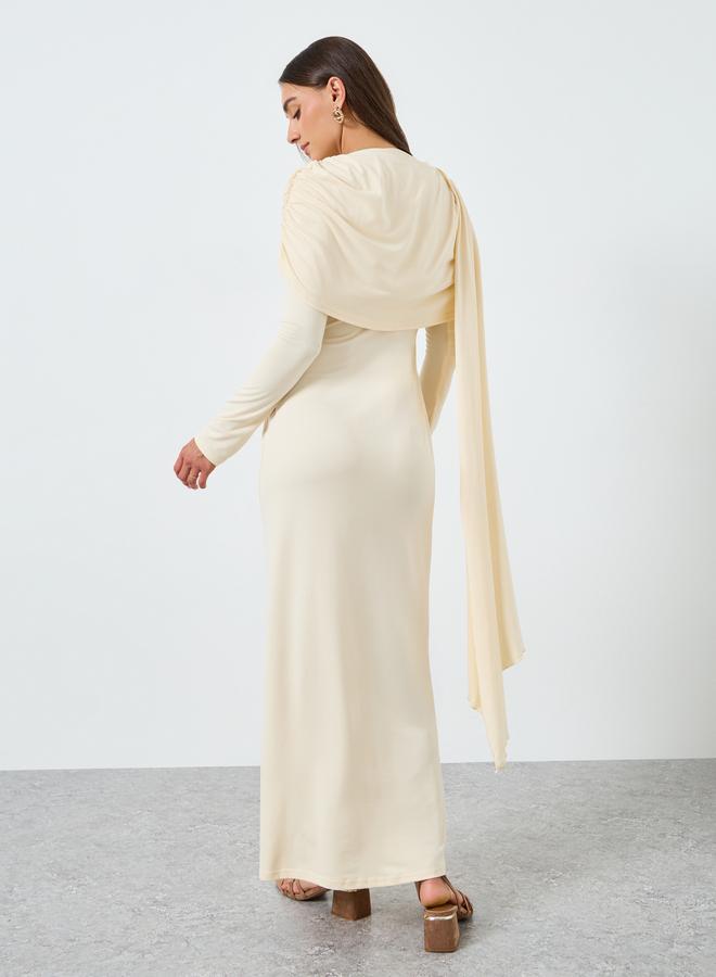 Styli Women Beige Long Sleeves Maxi Dress - Image 4